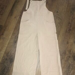 Women’s Cotton Overalls Loose Fit Wide Leg Jumpsuits with Pockets Small